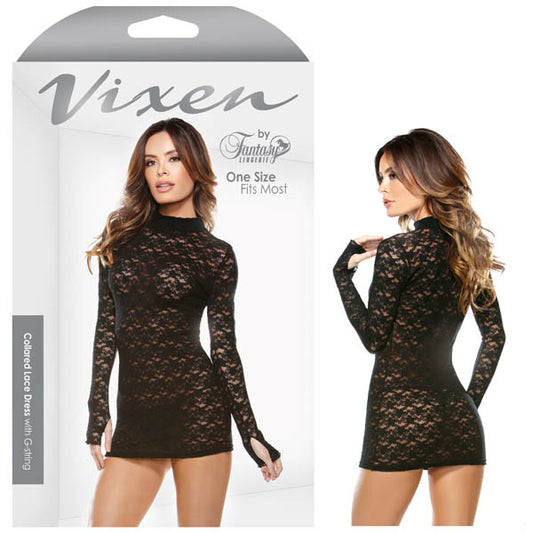 Tease Demi Collared Lace Dress With G-String  - Club X