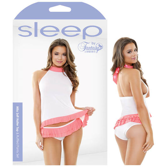Sleep Mila Soft Halter Top & Ruffled Panty Set  - Club X