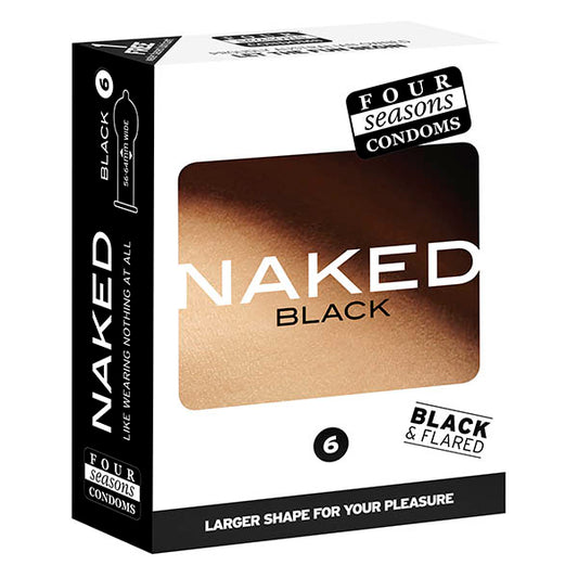 Four Seasons 6Pcs Condoms Naked Black & Flared Larger Shape  - Club X