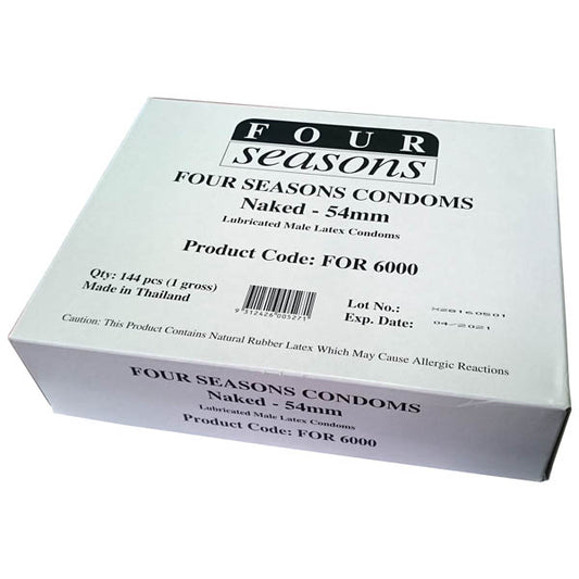 Four Seasons Lubricated Male Latex Condoms Naked 54Mm  - Club X