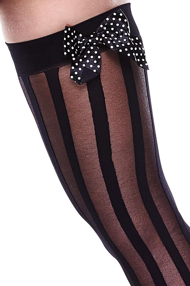 Black Striped Thigh Highs  - Club X