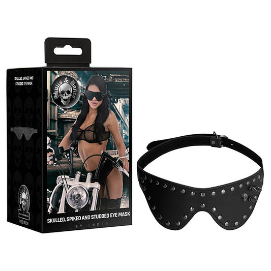 Ouch! Skull & Bones Skulled,Spiked & Studded Eye Mask  - Club X