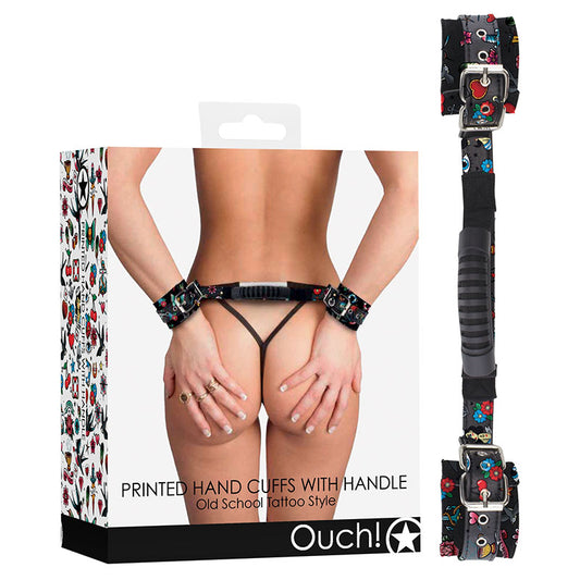 Ouch! Printed Handcuffs With Handle  - Club X