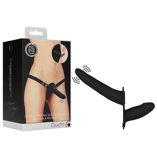 Ouch! Double Vibrating Silicone Strap-On  - Club X