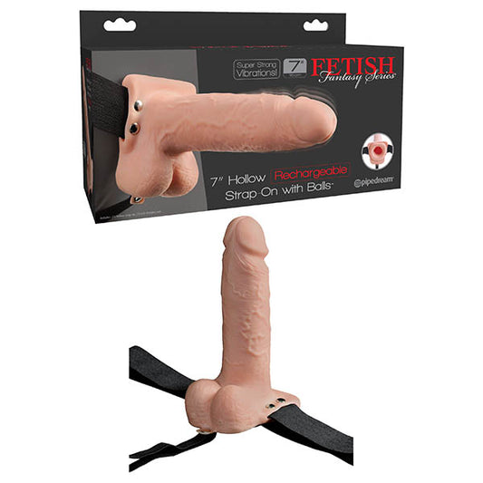 Fetish Fantasy Series 7'' Hollow Rechargeable Strap-On With Balls  - Club X