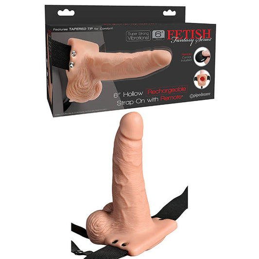 Fetish Fantasy Series 6'' Hollow Rechargeable Strap-On With Remote  - Club X