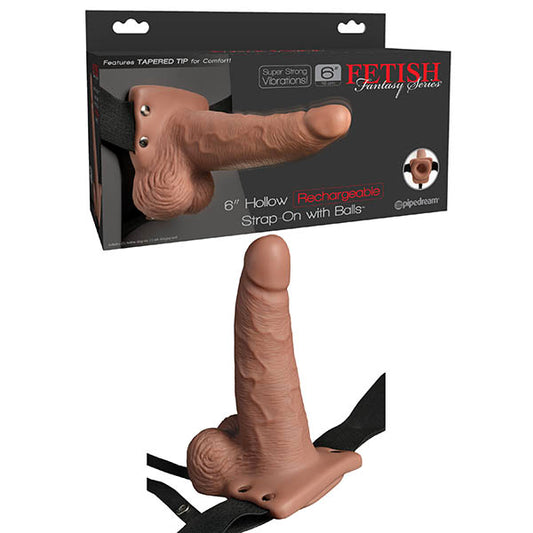 Fetish Fantasy Series 6'' Hollow Rechargeable Strap-On With Balls  - Club X