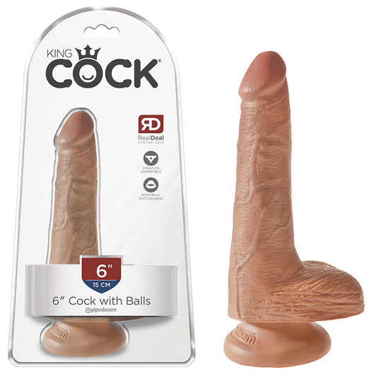 King Cock 6'' Cock With Balls  - Club X