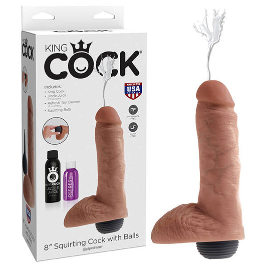 King Cock 8'' Squirting Cock With Balls  - Club X