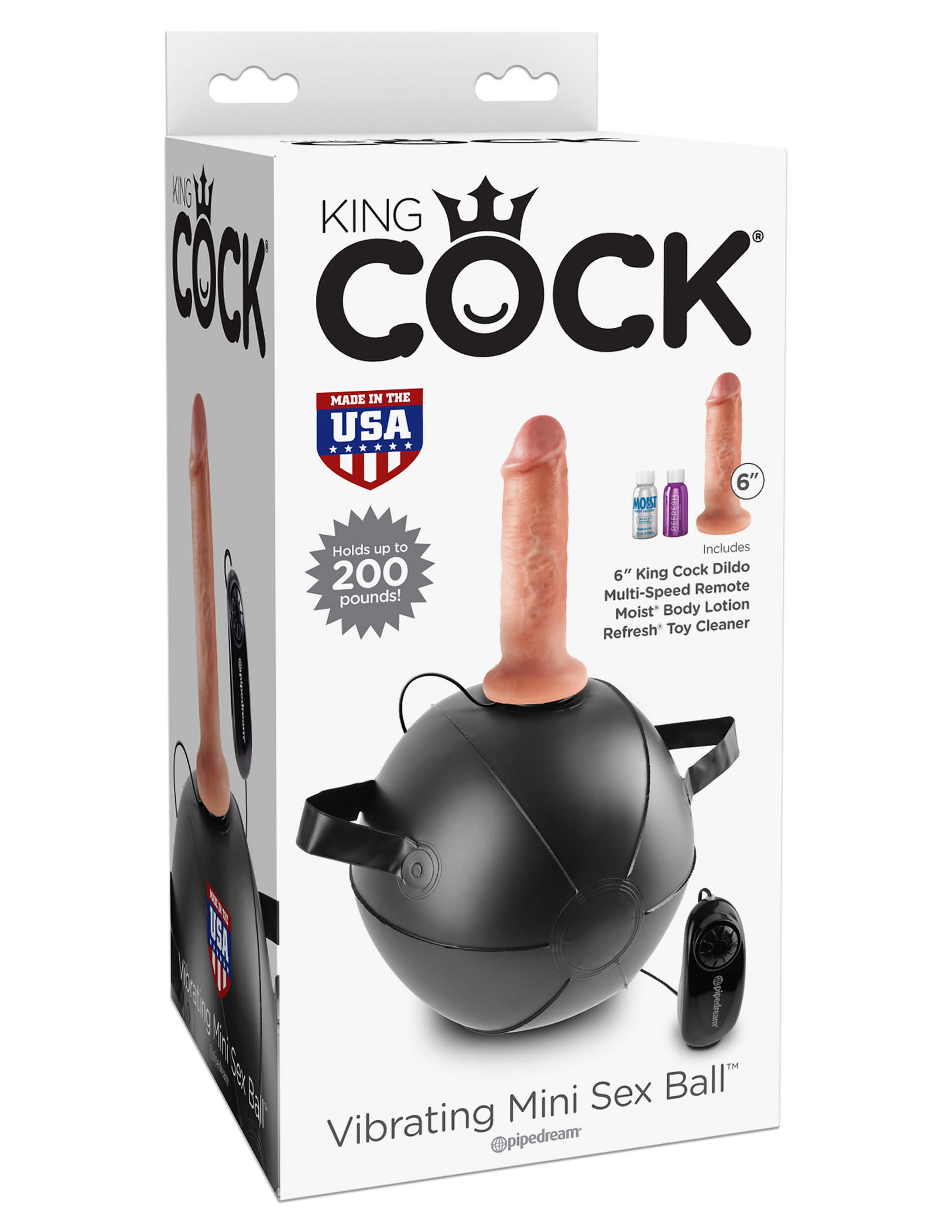 King Cock Vibrating Mini Sex Ball with 6" Dildo  - Club X