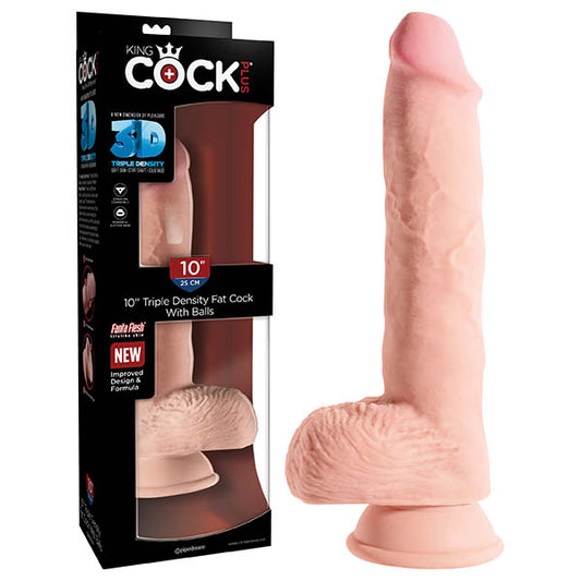 King Cock Plus 10'' Triple Density Fat Cock With Balls  - Club X