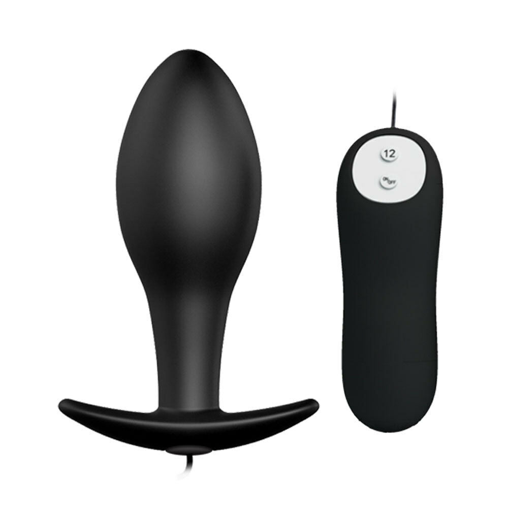 Pretty Love - Vibrating Anal Plug w/ Remote (Black)  - Club X