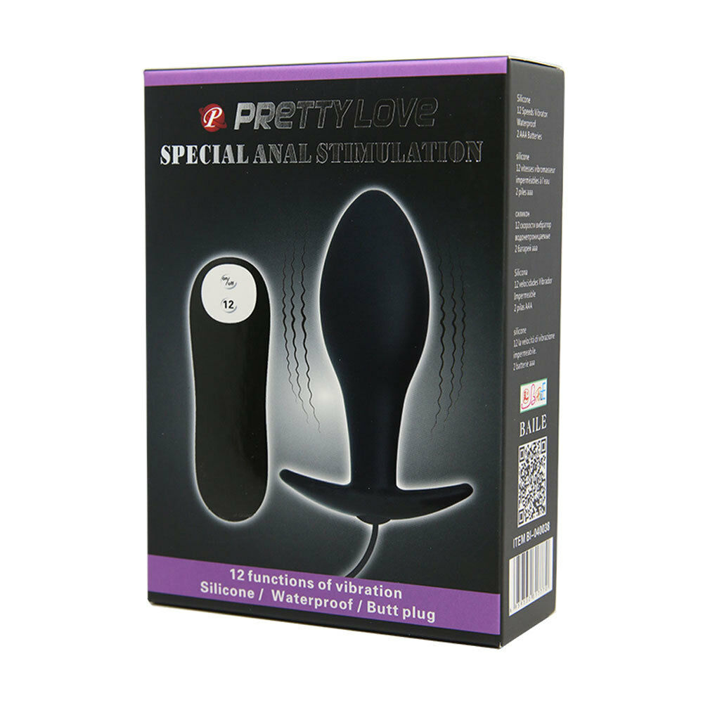Pretty Love - Vibrating Anal Plug w/ Remote (Black)  - Club X
